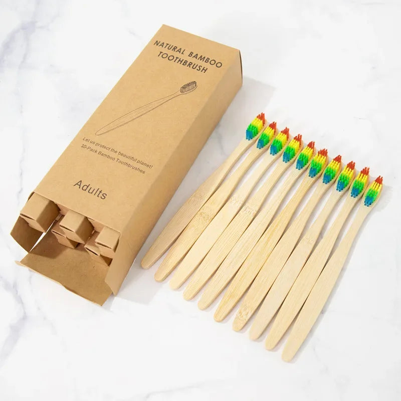 Brosses à dents en bambou GreenSmile™ – bio & écologique – (Lot de 10)