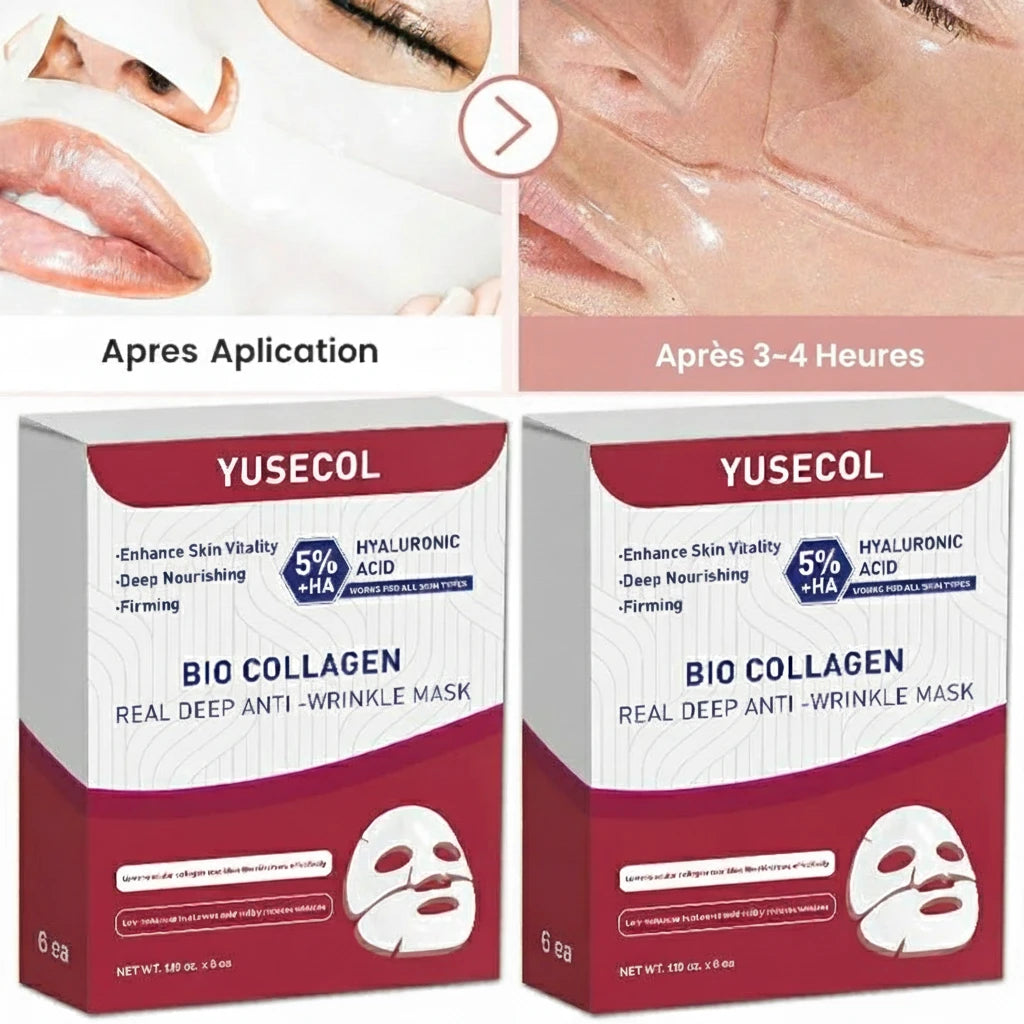 Masques Bio GreenGlow™ – Collagène & Acide Hyaluronique – Éclat & Jeunesse Naturelle