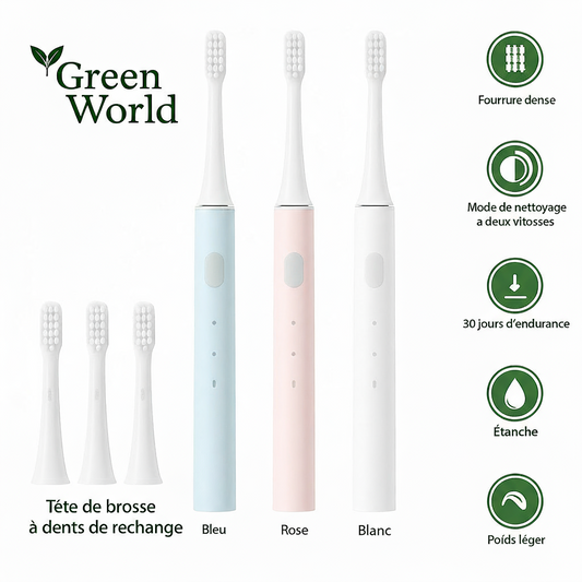 Brosse à dents sonique GreenPulse™ – rechargeable & éco-intelligente