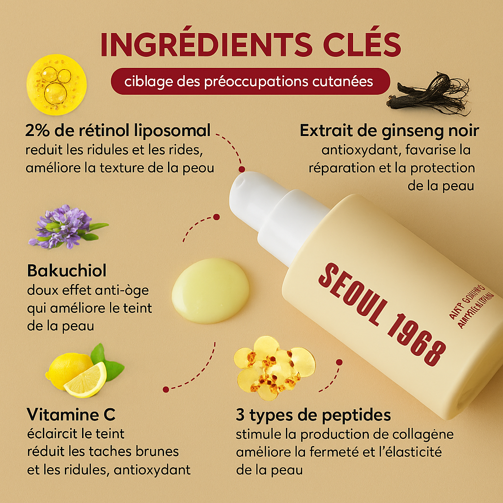 Sérum Bio Coréen GreenRegen™ – Rétinol & Ginseng Noir – Régénération & Fermeté