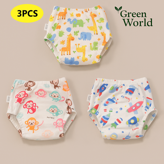 Culottes d’apprentissage GreenBaby™ – Coton bio  –  Lavables & durbales (lot de 3)