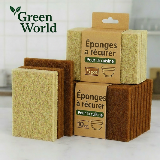 Éponges naturelles GreenScrub™ – Lot de 5 éponges écologiques durables