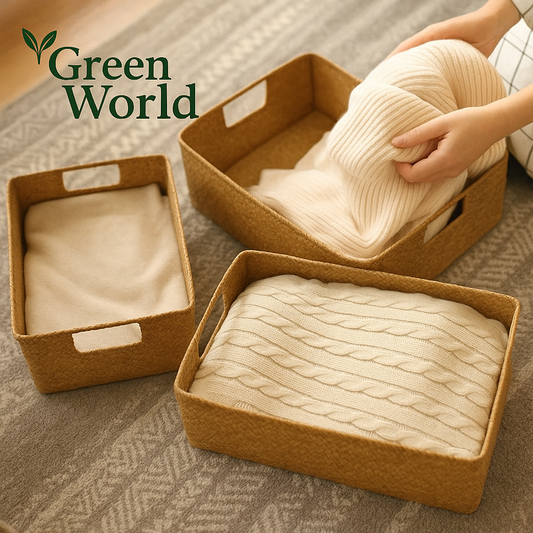 Corbeille GreenWeave™ – Tressée en seagrass naturelle pour maison & cuisine