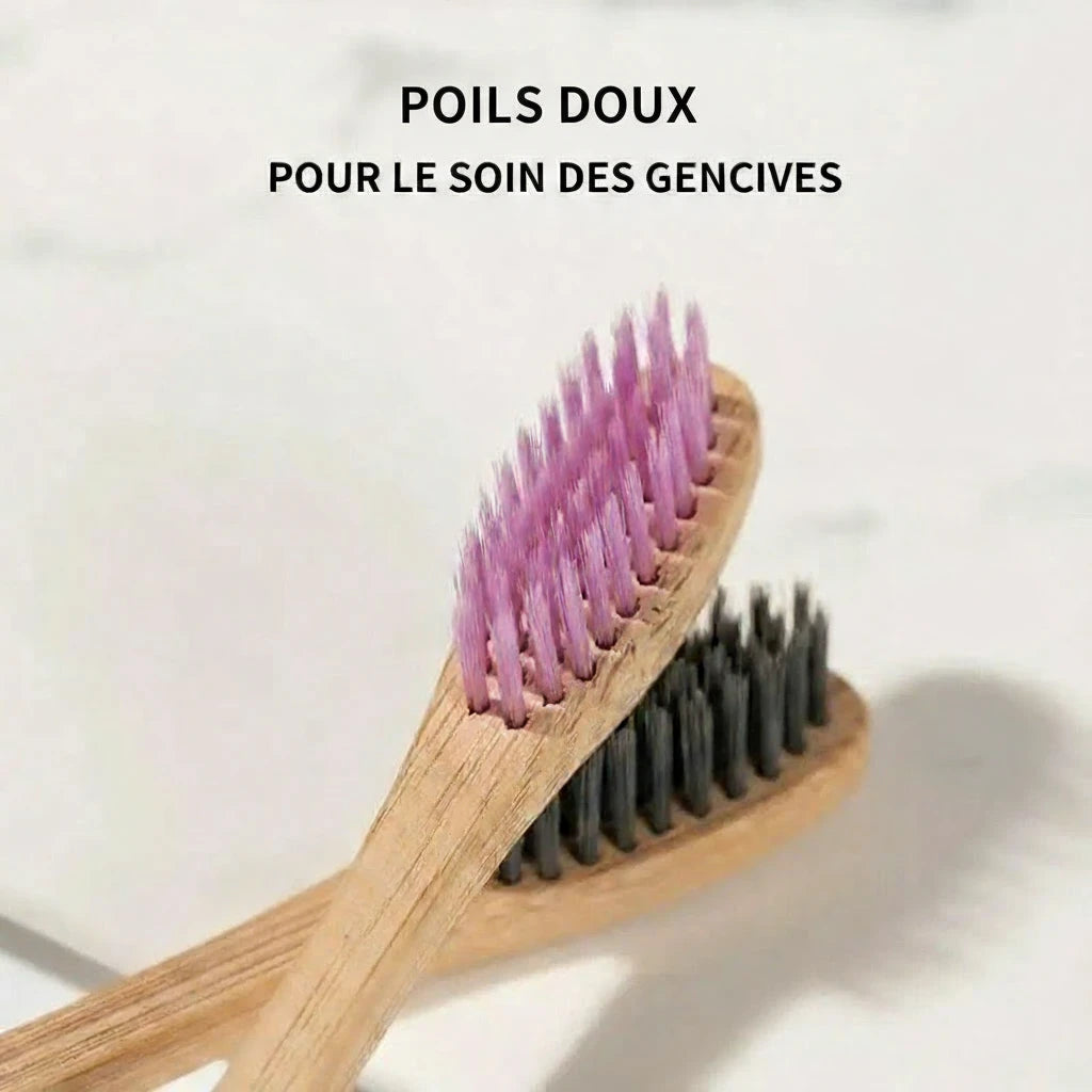 Brosses à dents en bambou GreenSmile™ – bio & écologique – (Lot de 10)