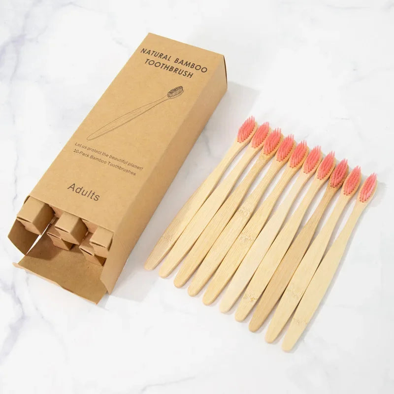 Brosses à dents en bambou GreenSmile™ – bio & écologique – (Lot de 10)
