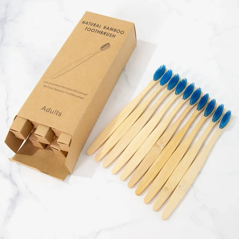 Brosses à dents en bambou GreenSmile™ – bio & écologique – (Lot de 10)