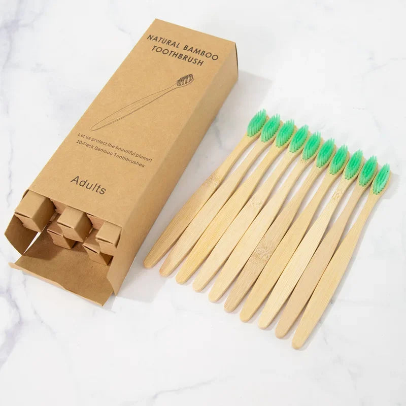 Brosses à dents en bambou GreenSmile™ – bio & écologique – (Lot de 10)